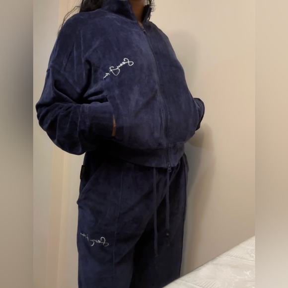 FREE SHIP-3PC Misguided x Sean John velour tracksuit jacket navy women’s US 4,2 - Picture 14 of 16